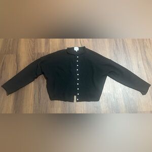 Things Between Elegant Black Cardigan with Buttons - The Black Piper Cardigan